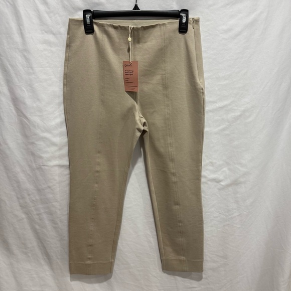 Quince Pants - Quince Ultra-Stretch Ponte Pintuck Ankle Pants Beige Large Workwear Business
